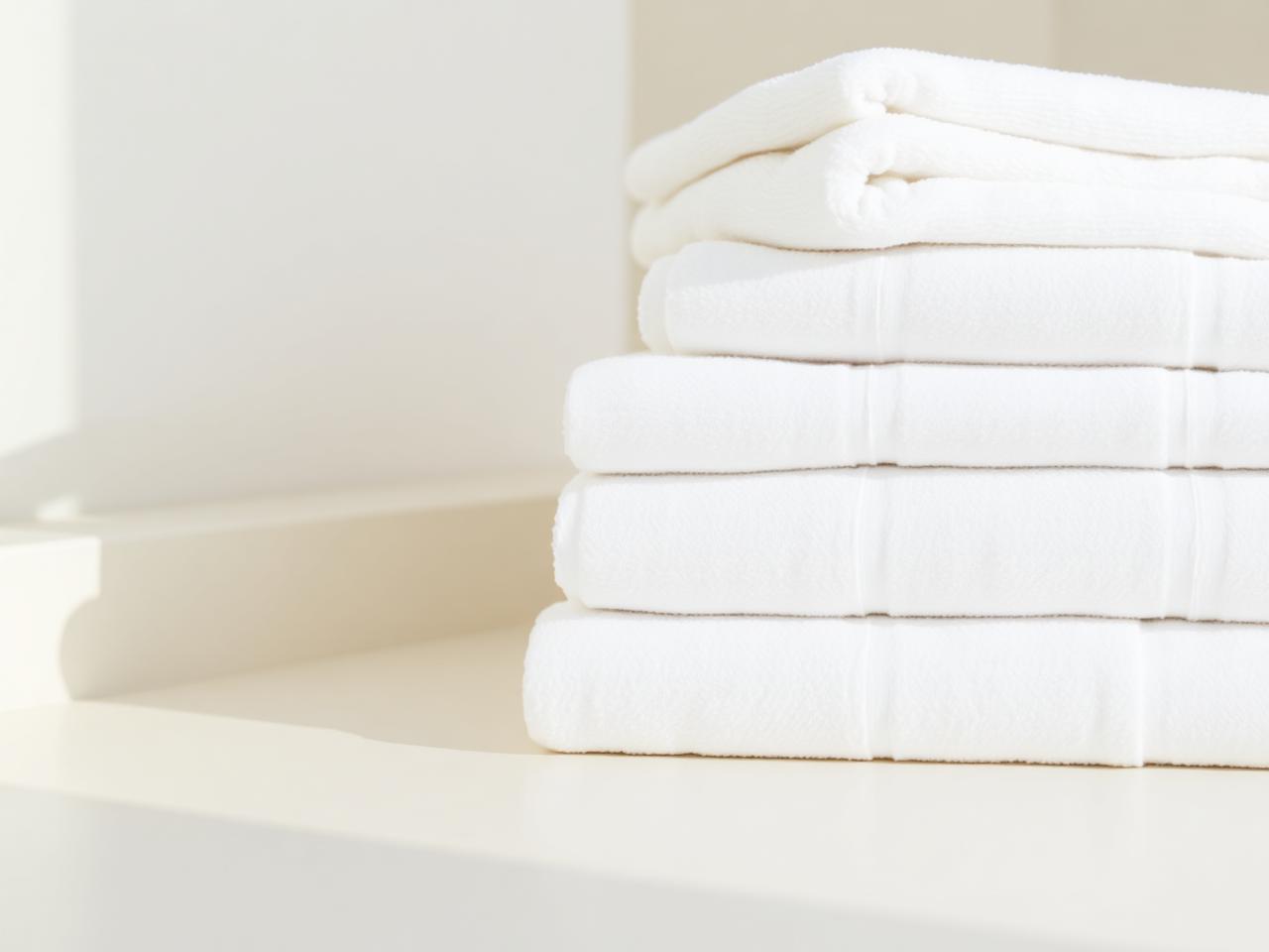 Stack of folded white towels