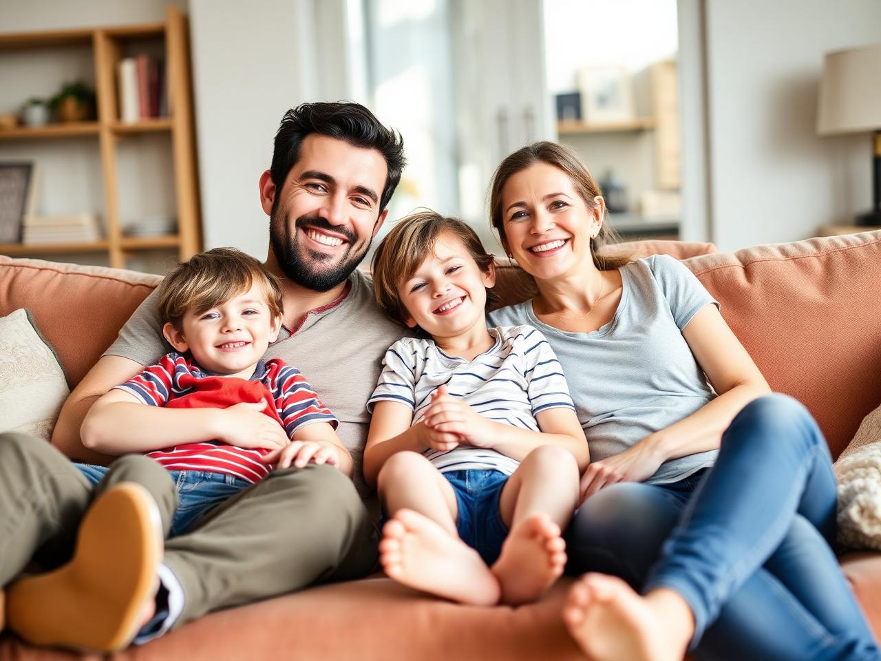Busy family relaxing